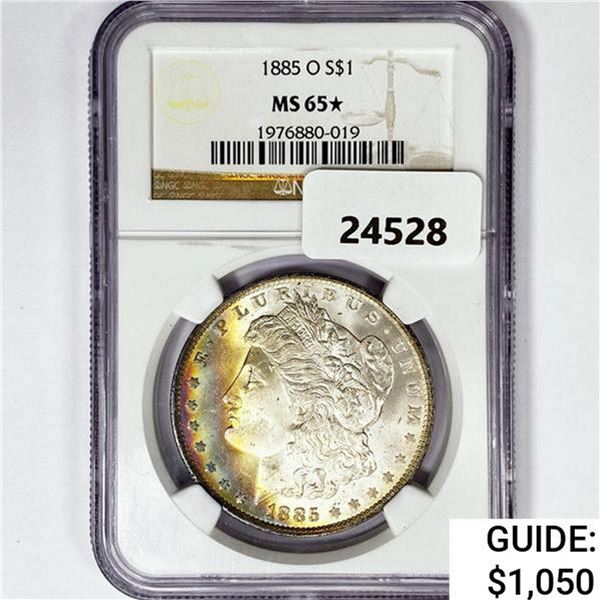 1855-O Morgan Silver Dollar NGC MS65*