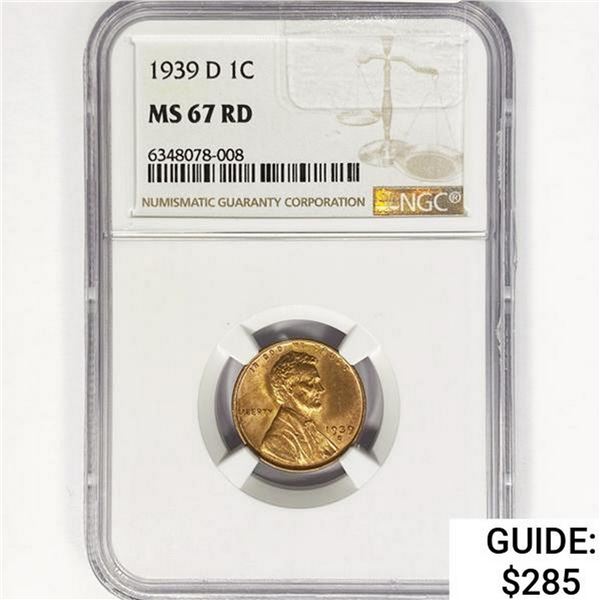 1939-D Wheat Cent NGC MS67 RD