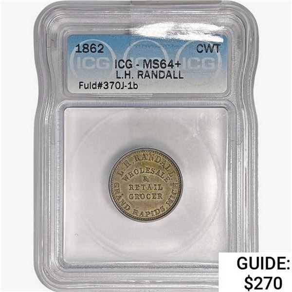 1862 Civil War Token ICG MS64+ Fuld#370J-1b