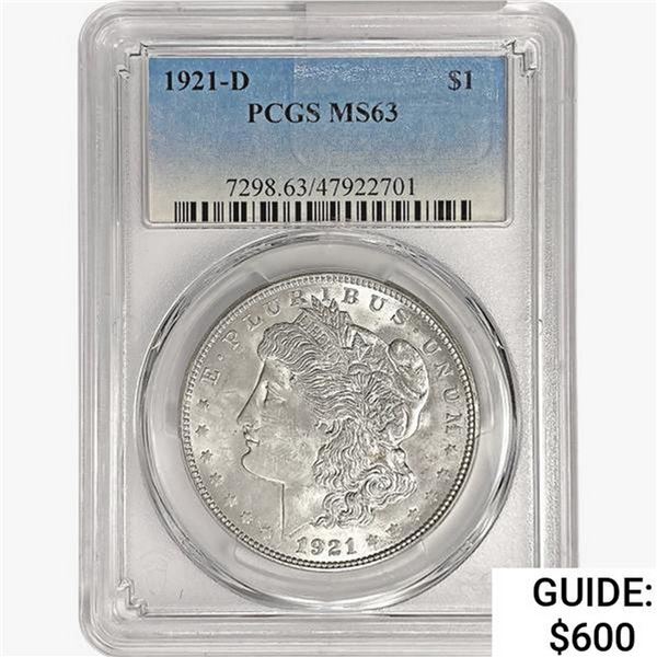 1921-D Morgan Silver Dollar PCGS MS63