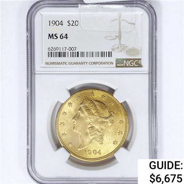 1904 $20 Gold Double Eagle NGC MS64