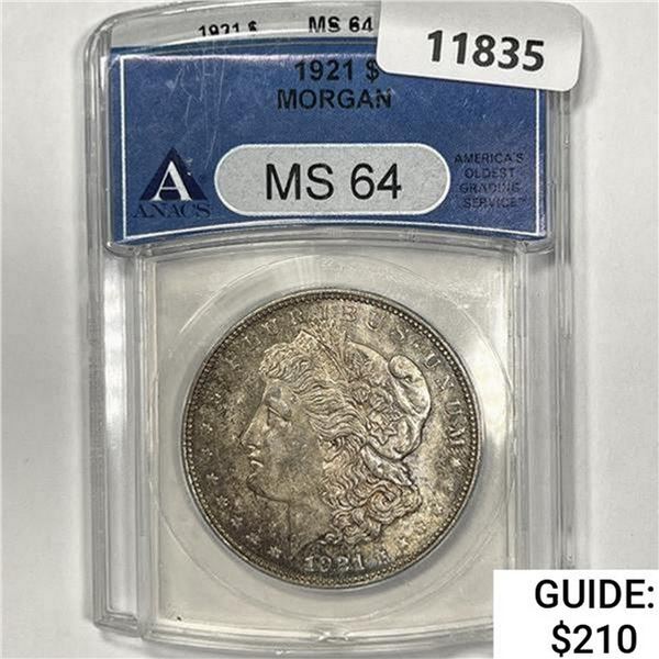 1921 Morgan Silver Dollar ANACS MS64