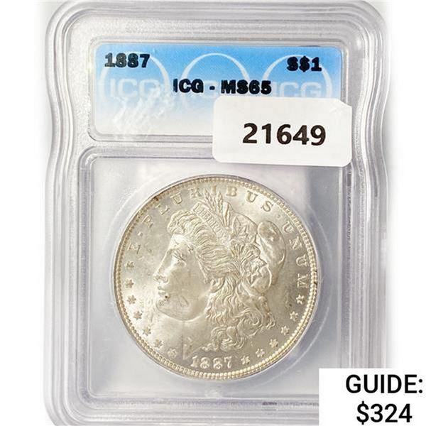 1887 Morgan Silver Dollar ICG MS65