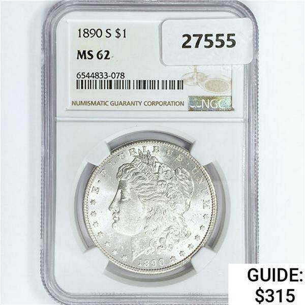 1890-S Morgan Silver Dollar NGC MS62