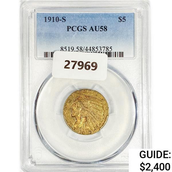 1910-S $5 Gold Half Eagle PCGS AU58