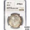 Image 1 : 1887 Morgan Silver Dollar NGC MS61