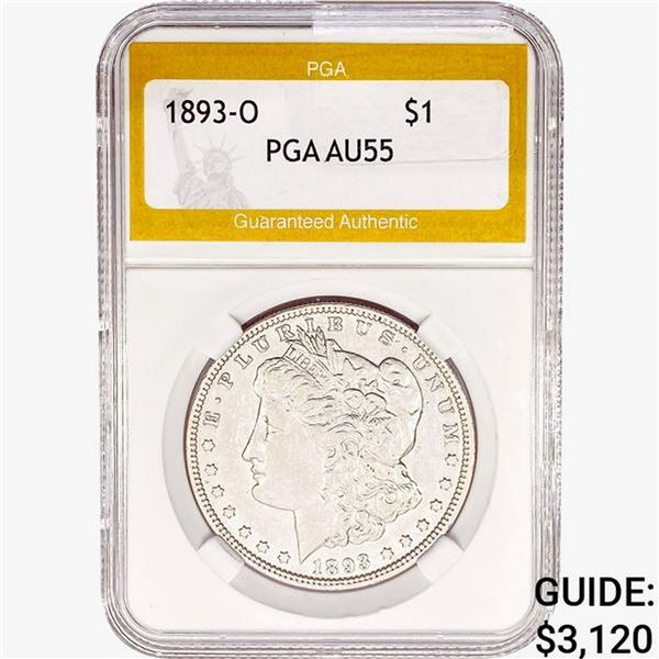 1893-O Morgan Silver Dollar PGA AU55