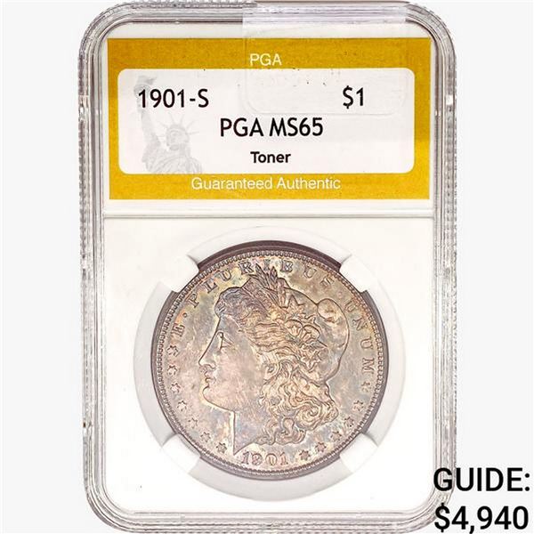 1901-S Morgan Silver Dollar PGA MS65 Toner
