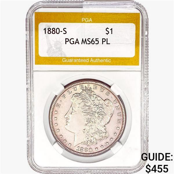 1880-S Morgan Silver Dollar PGA MS65 PL