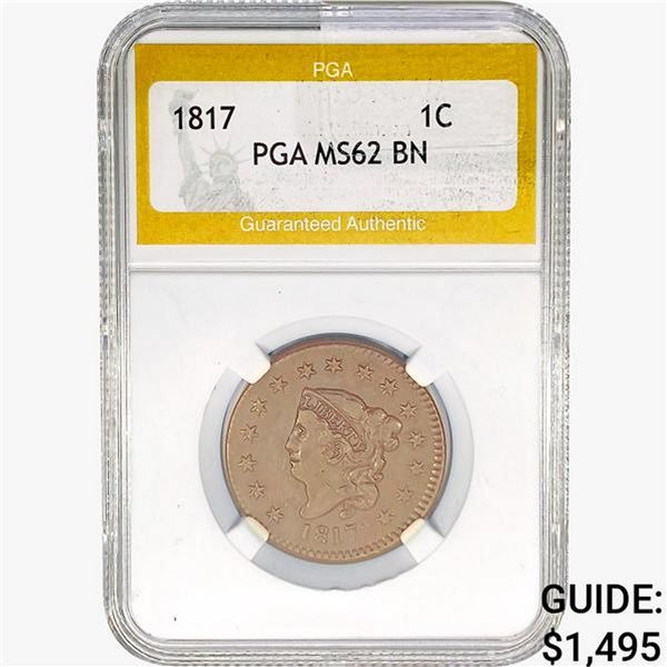 1817 Coronet Head Large Cent PGA MS62 BN