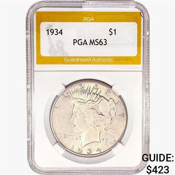 1934 Silver Peace Dollar PGA MS63