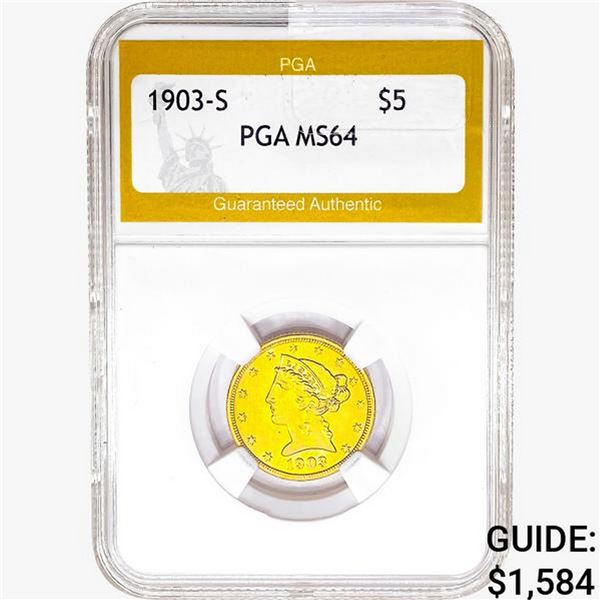 1903-S $5 Gold Half Eagle PGA MS64