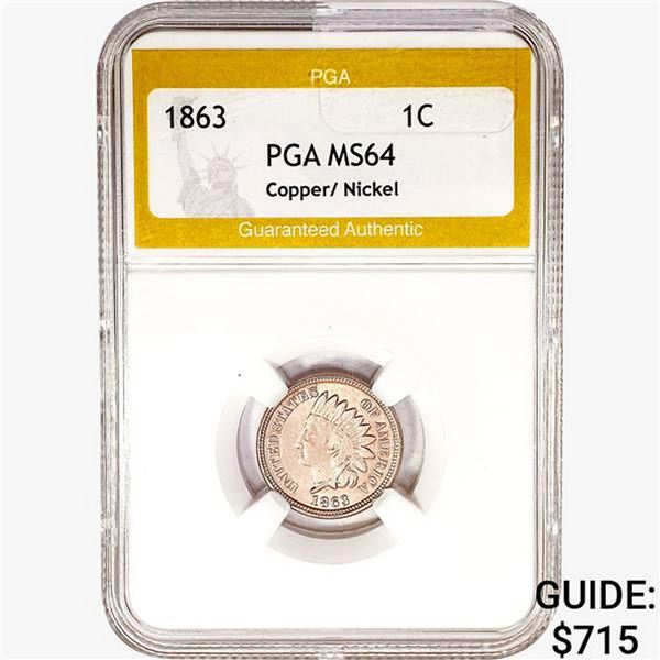 1863 Indian Head Cent PGA MS64 Copper/Nickel
