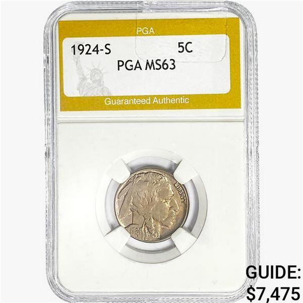 1924-S Buffalo Nickel PGA MS63