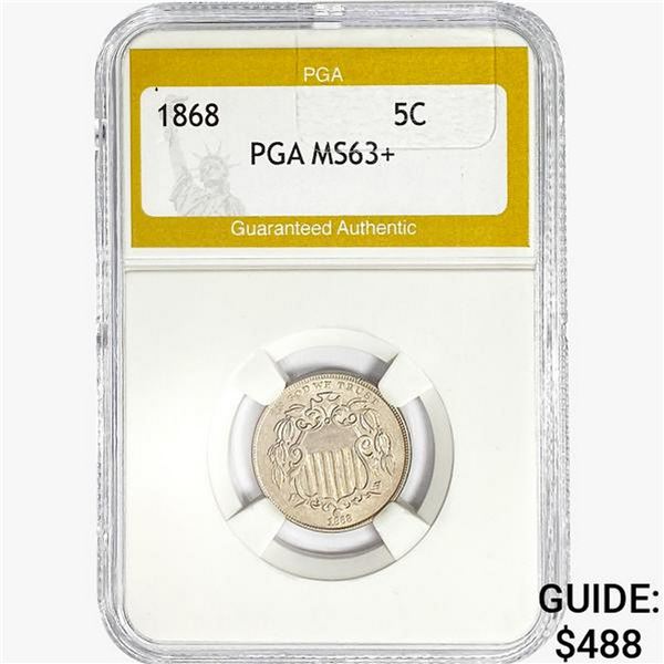 1868 Shield Nickel PGA MS63+