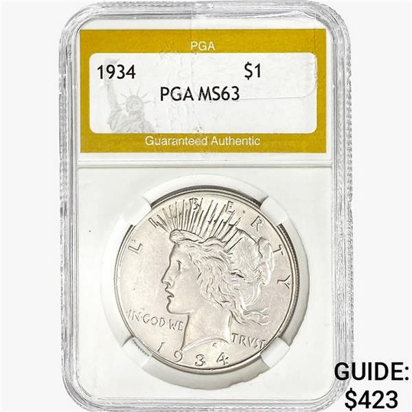 1934 Silver Peace Dollar PGA MS63