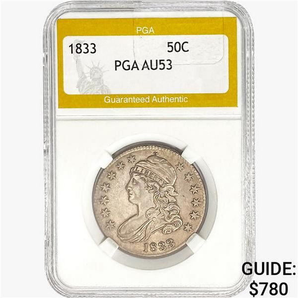 1833 Capped Bust Half Dollar PGA AU53