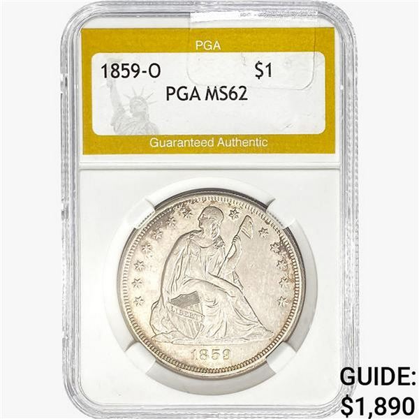 1859-O Morgan Silver Dollar PGA MS62