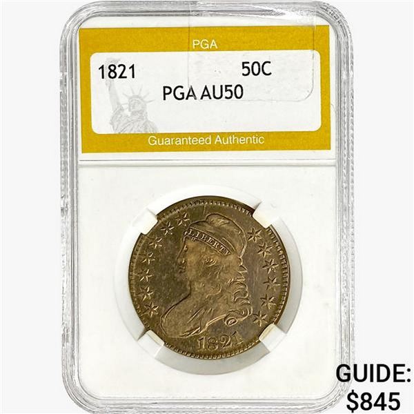 1821 Capped Bust Half Dollar PGA AU50