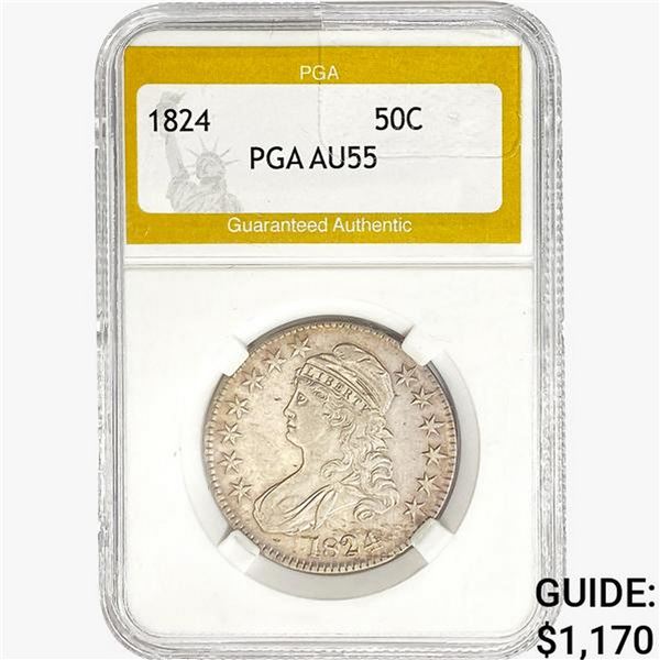 1824 Capped Bust Half Dollar PGA AU55