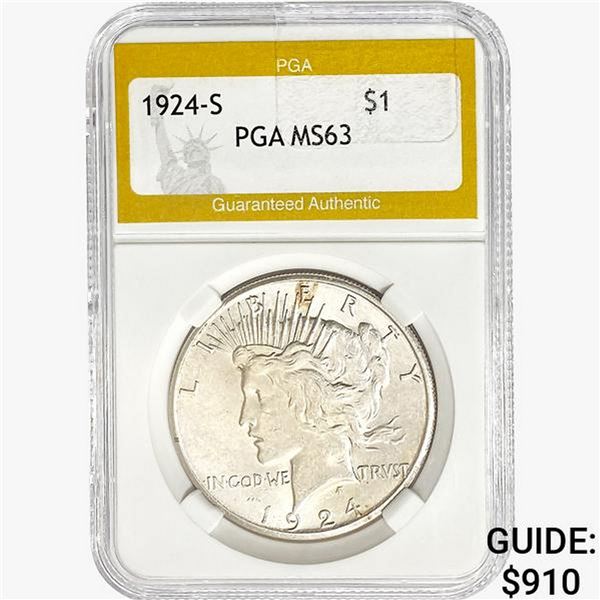 1924-S Silver Peace Dollar PGA MS63