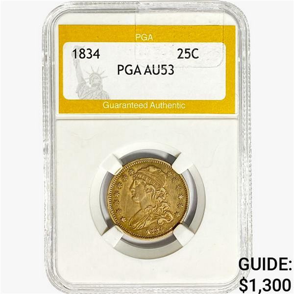 1834 Capped Bust Quarter PGA AU53