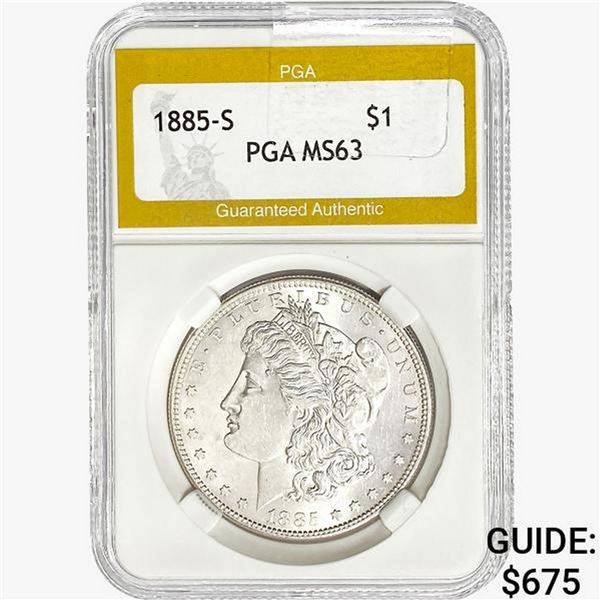 1885-S Morgan Silver Dollar PGA MS63