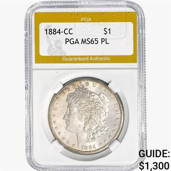 1884-CC Morgan Silver Dollar PGA MS65 PL