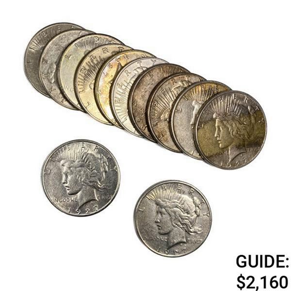 1927-S Peace Silver Dollar Roll (12 Coins)