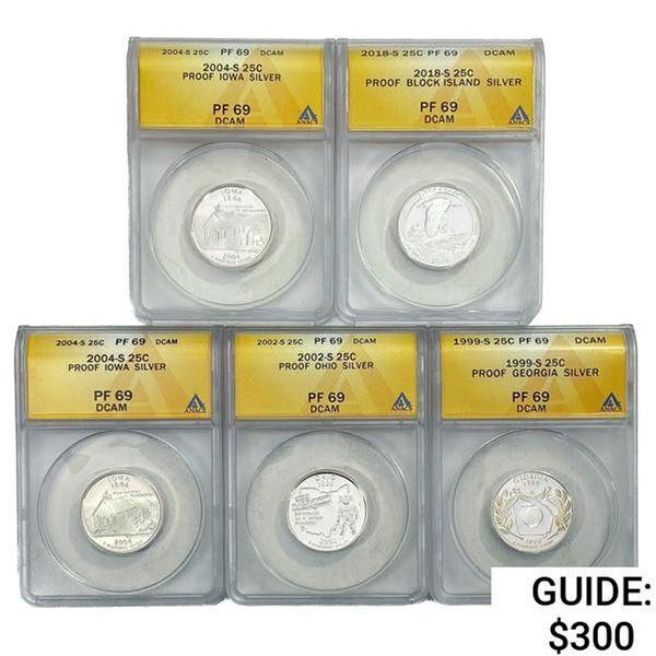 1999-2018 US State Commem Quarters [5 Coins] ANACS