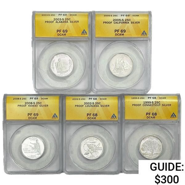 1999-2008 US State Commem Quarters [5 Coins] ANACS