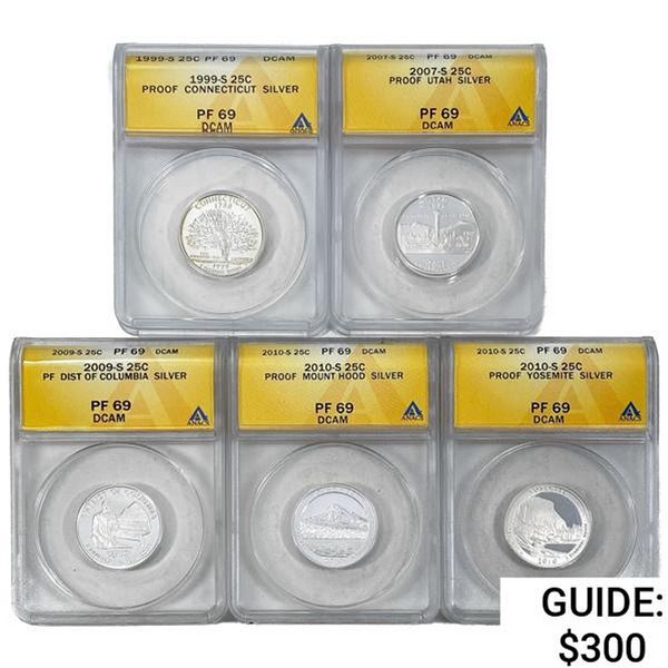 1999-2010 US State Commem Quarters [5 Coins] ANACS