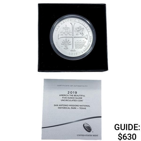 2019 S. A. Missions 5oz Silver Round [1 Coin]