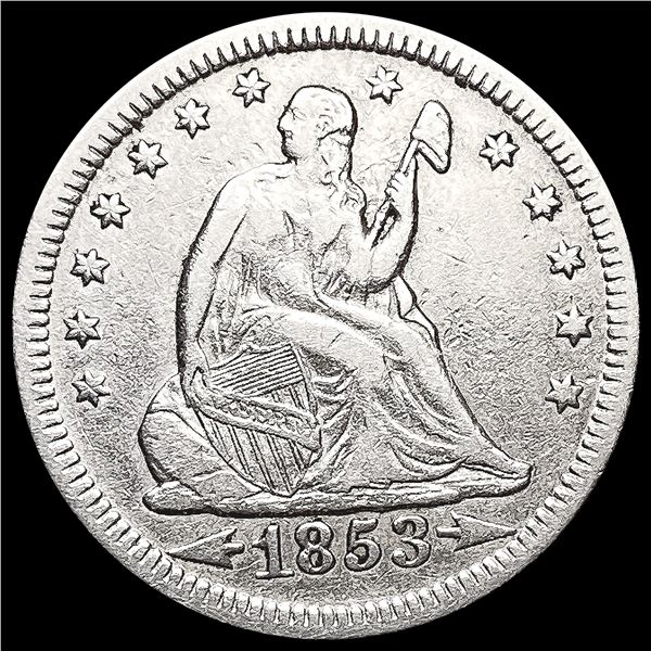 1853 Arws & Rays Seated Liberty Quarter CLOSELY UN