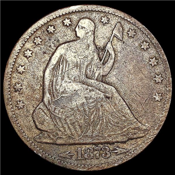 1873 Arws Seated Liberty Half Dollar NICELY CIRCUL