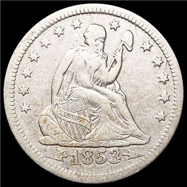 1853-O Arws & Rays Seated Liberty Quarter NICELY C