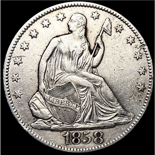 1858-O Seated Liberty Half Dollar CLOSELY UNCIRCUL