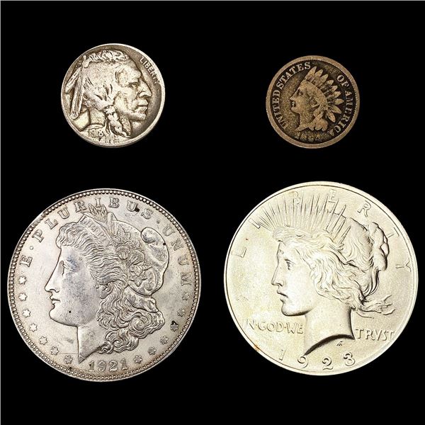 (4) Varied US Coinage (1864, 1918-D, 1921, 1923)