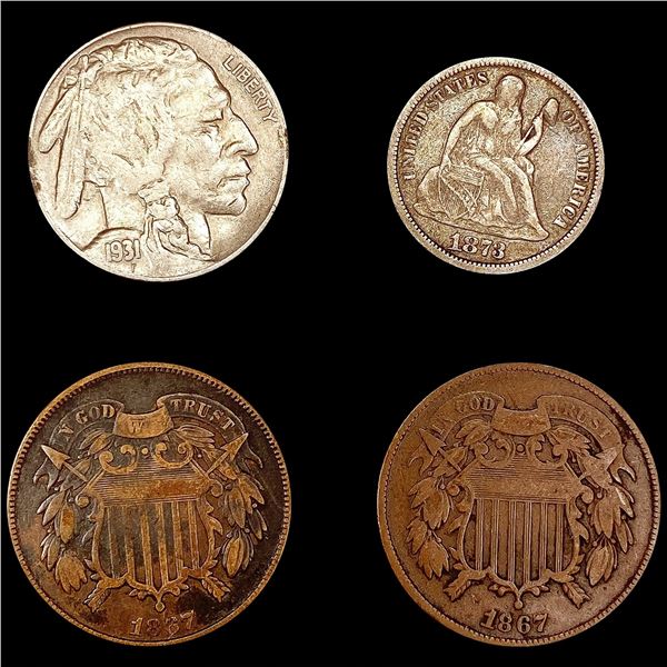 [4] Varied US Coinage [[2] 1867, 1873, 1931-S] LIG