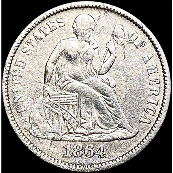 1864-S Seated Liberty Dime NEARLY UNCIRCULATED