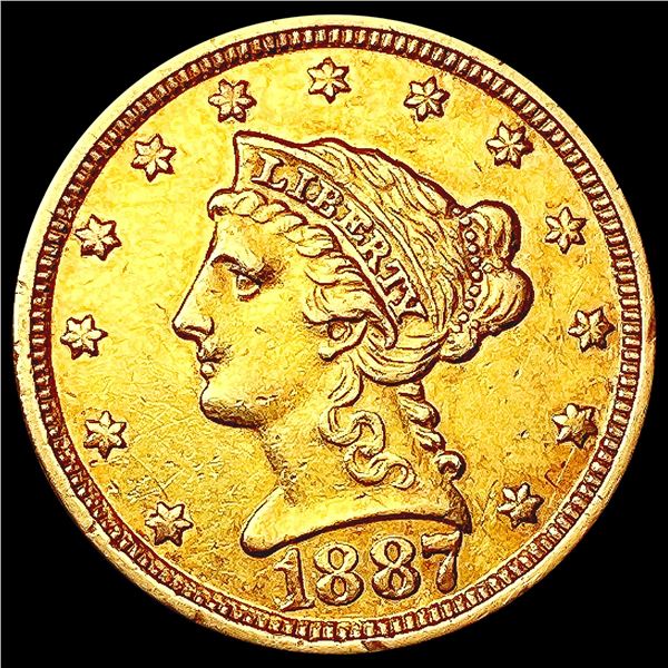 1887 $2.50 Gold Quarter Eagle NEARLY UNCIRCULATED
