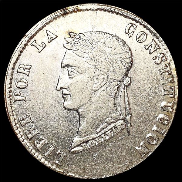 1854 Bolivia Silver 4 Soles CLOSELY UNCIRCULATED