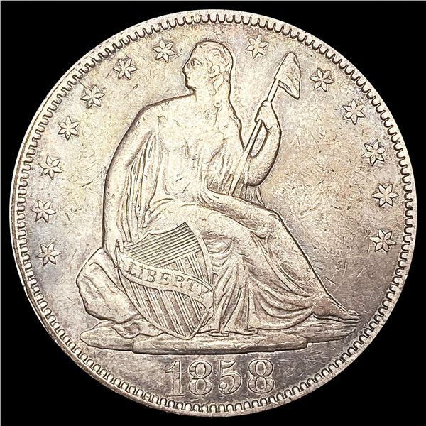 1858 Seated Liberty Half Dollar LIGHTLY CIRCULATED