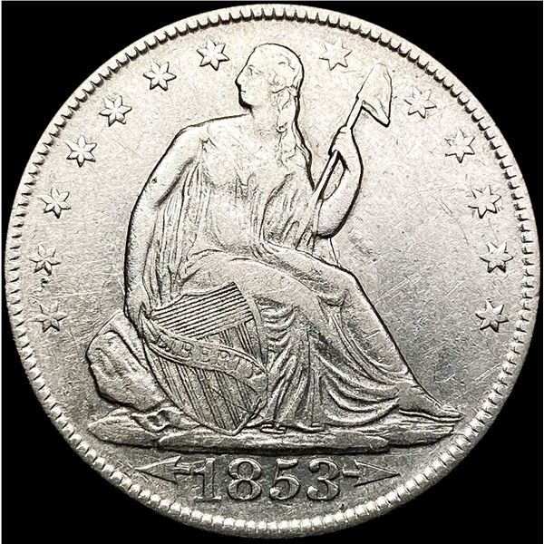 1853 Arws & Rays Seated Liberty Half Dollar CLOSEL