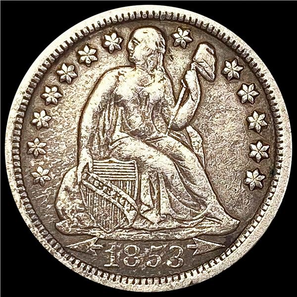 1853-O Arrows Seated Liberty Dime NEARLY UNCIRCULA