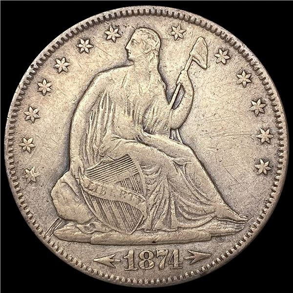 1874-S Arws Seated Liberty Half Dollar NEARLY UNCI