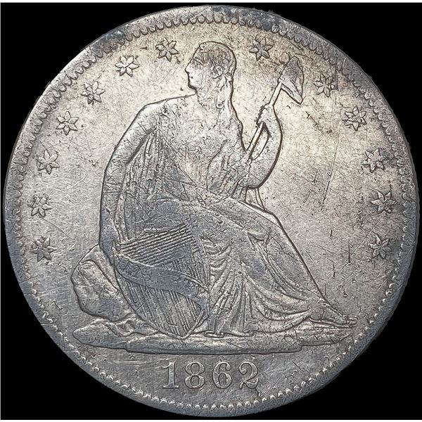 1862 Seated Liberty Half Dollar NEARLY UNCIRCULATE