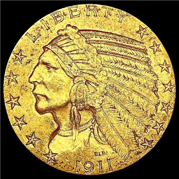 1911-S $5 Gold Half Eagle LIGHTLY CIRCULATED
