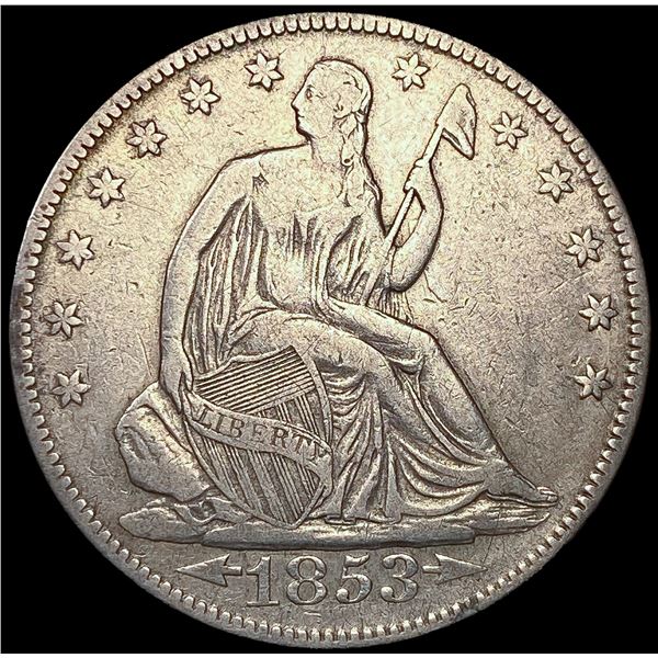 1853 Arws & Rays Seated Liberty Half Dollar NEARLY
