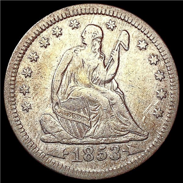 1853 Arws & Rays Seated Liberty Quarter NEARLY UNC
